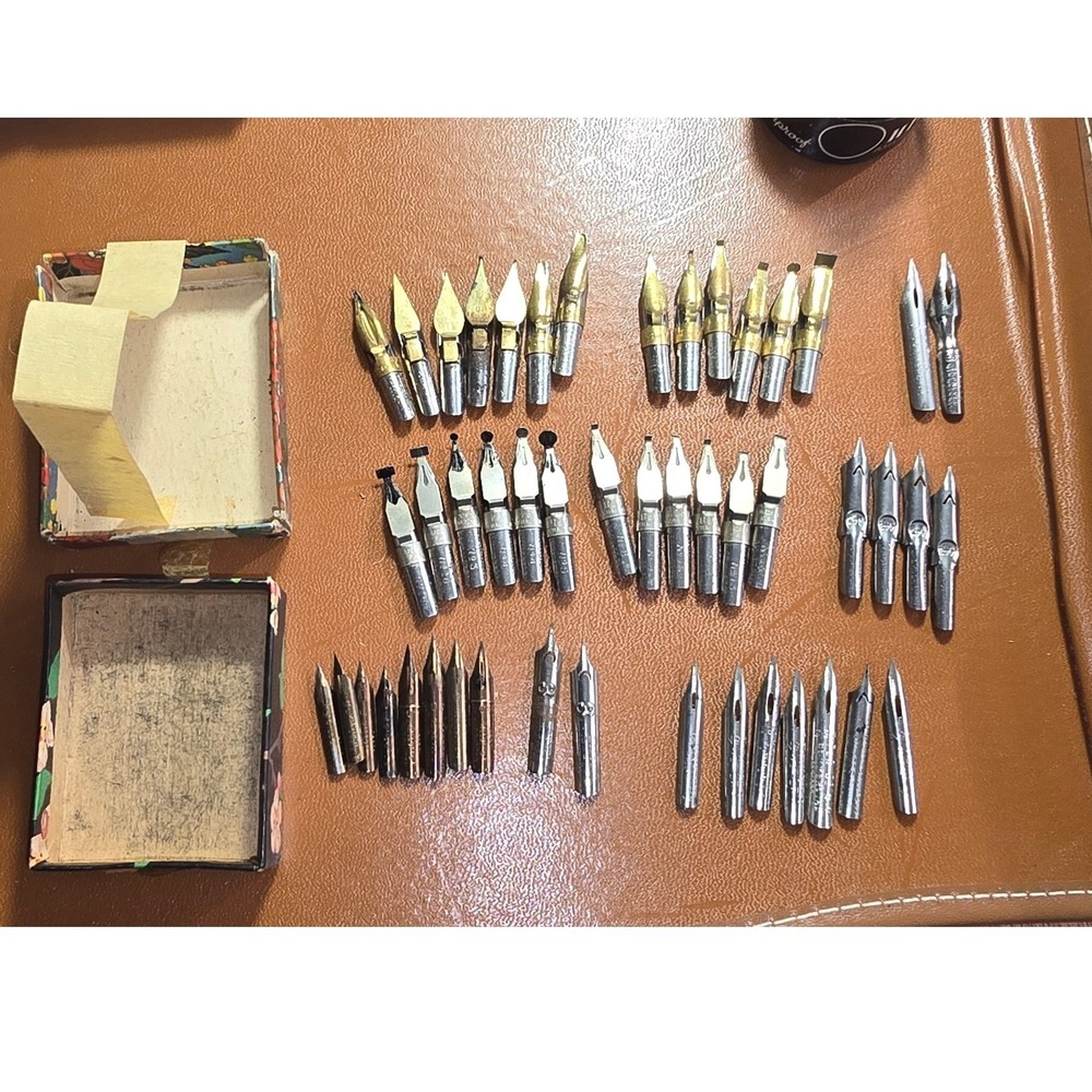 Vintage Calligraphy Dip Pen Nib Lot Esterbrook Gillott Palmer Method Speedball